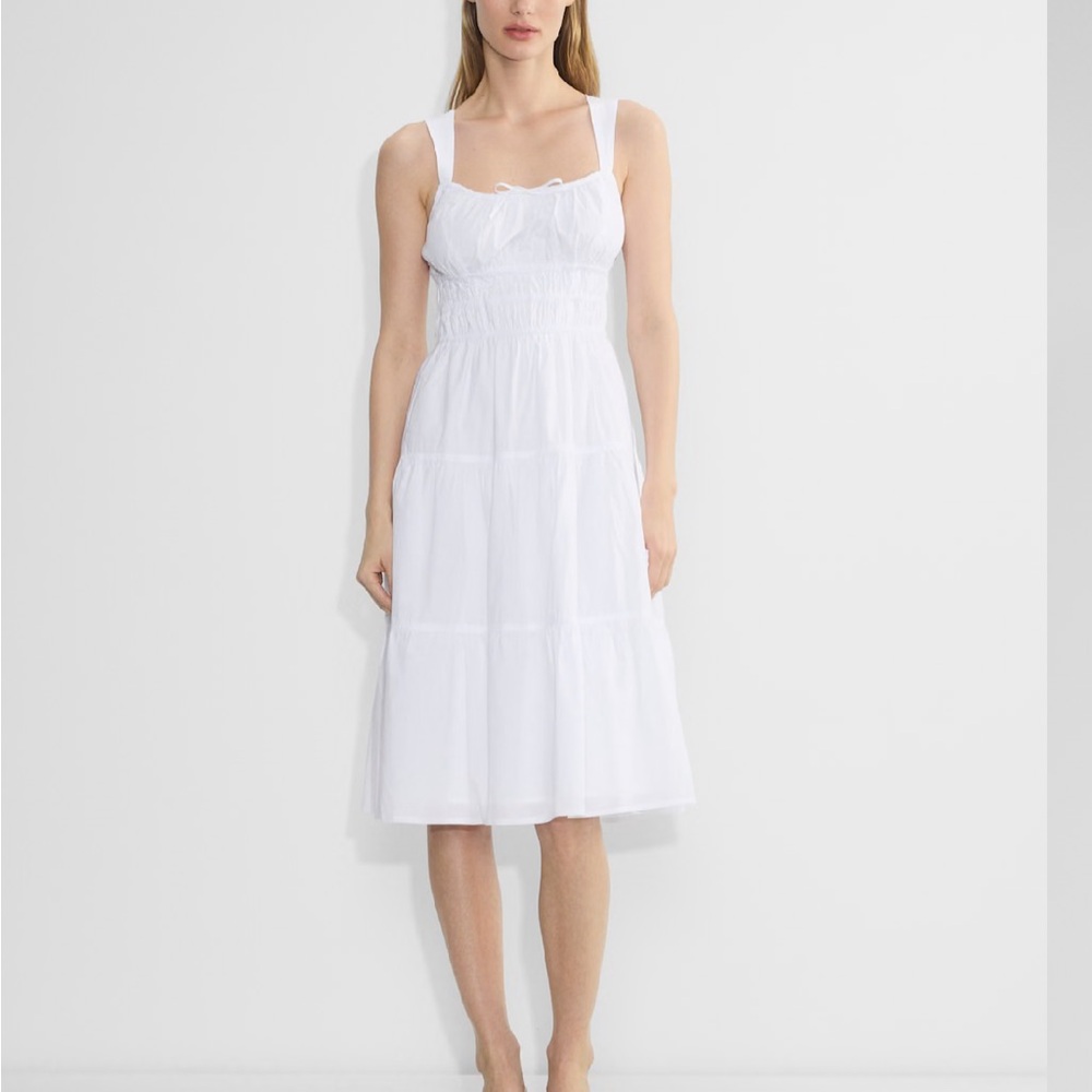 Sunday Best Martine Dress - White Pleated Tie Front Midi Dress